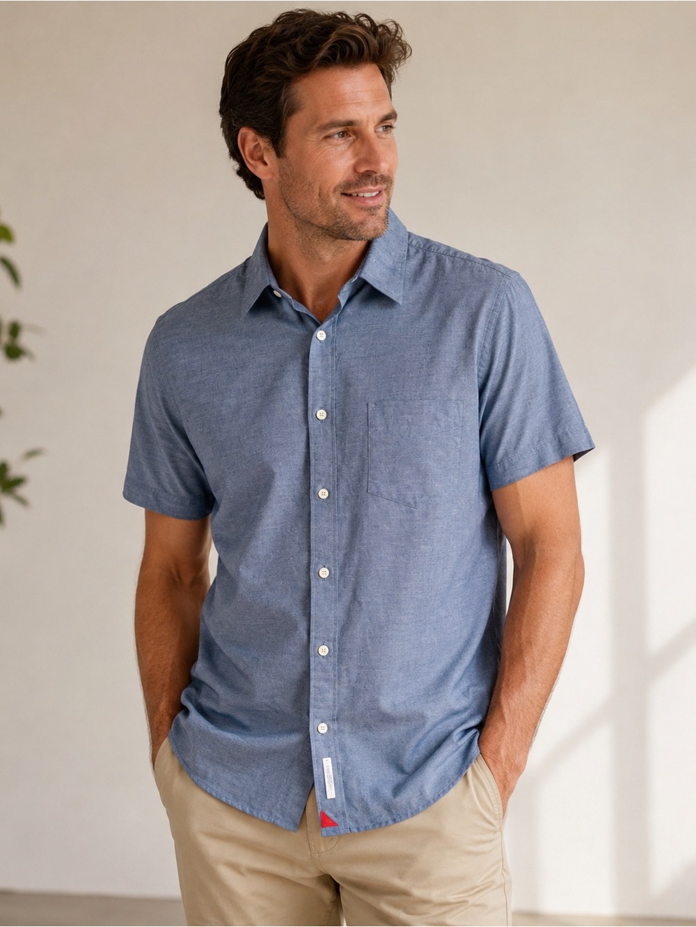 UNTUCKit Men’s XL Blue Casual Button Up Shirt Short Sleeve Lightweight